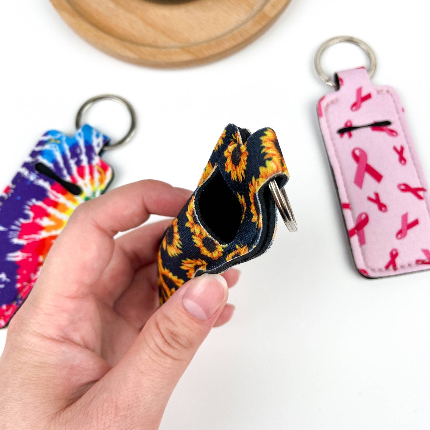 Small square lipstick case keychain