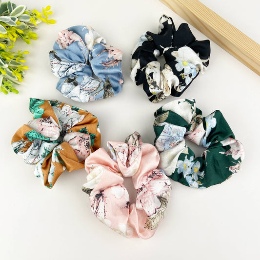 Satin flower elastic rubber band hair tie