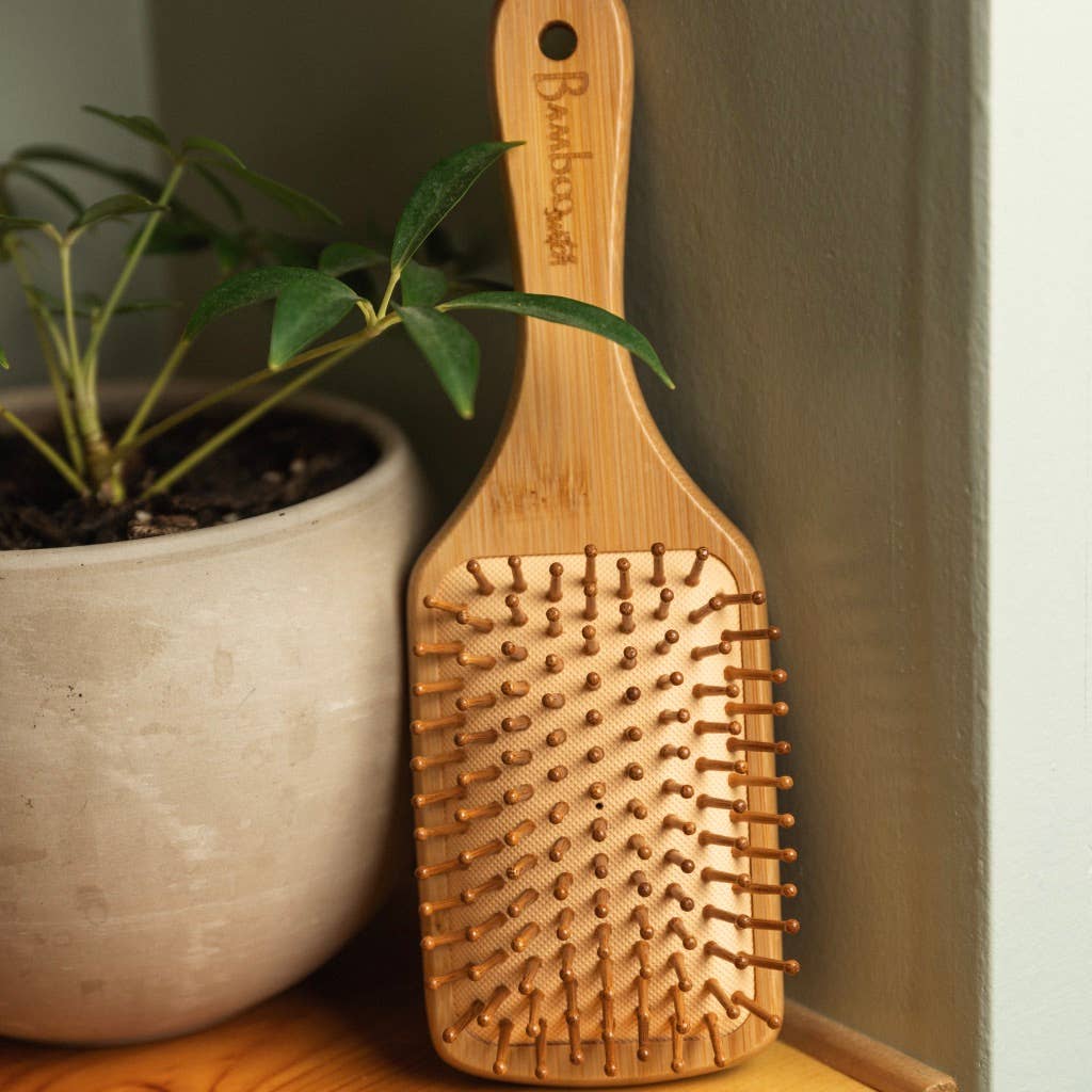 Bamboo Paddle Hairbrush - Square | Faire Market Bestseller
