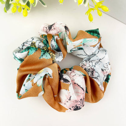 Satin flower elastic rubber band hair tie