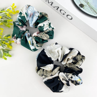 Satin flower elastic rubber band hair tie