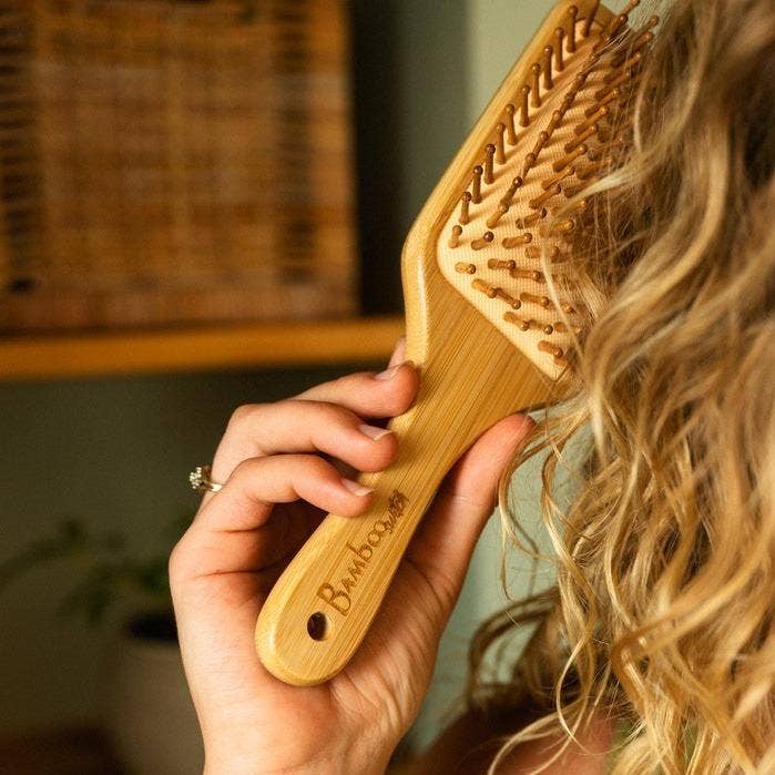 Bamboo Paddle Hairbrush - Square | Faire Market Bestseller