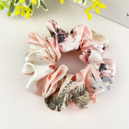 Satin flower elastic rubber band hair tie