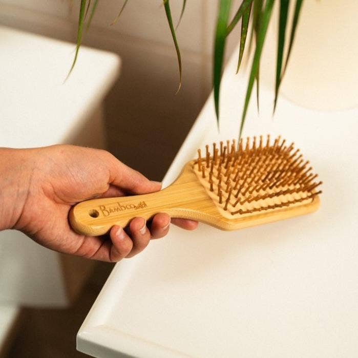 Bamboo Paddle Hairbrush - Square | Faire Market Bestseller