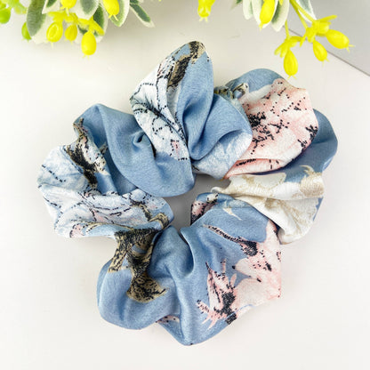 Satin flower elastic rubber band hair tie